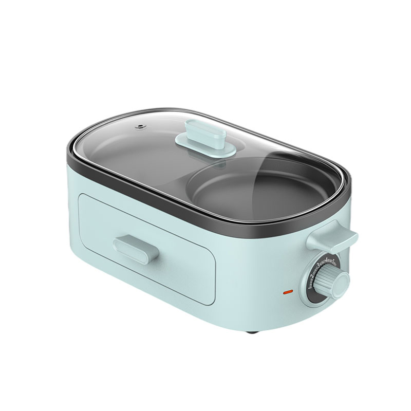 2 in 1 Multi Non Stick Breakfast Maker with Griddle Oven Glass Lid for Making Steak BBQ Heating Toast