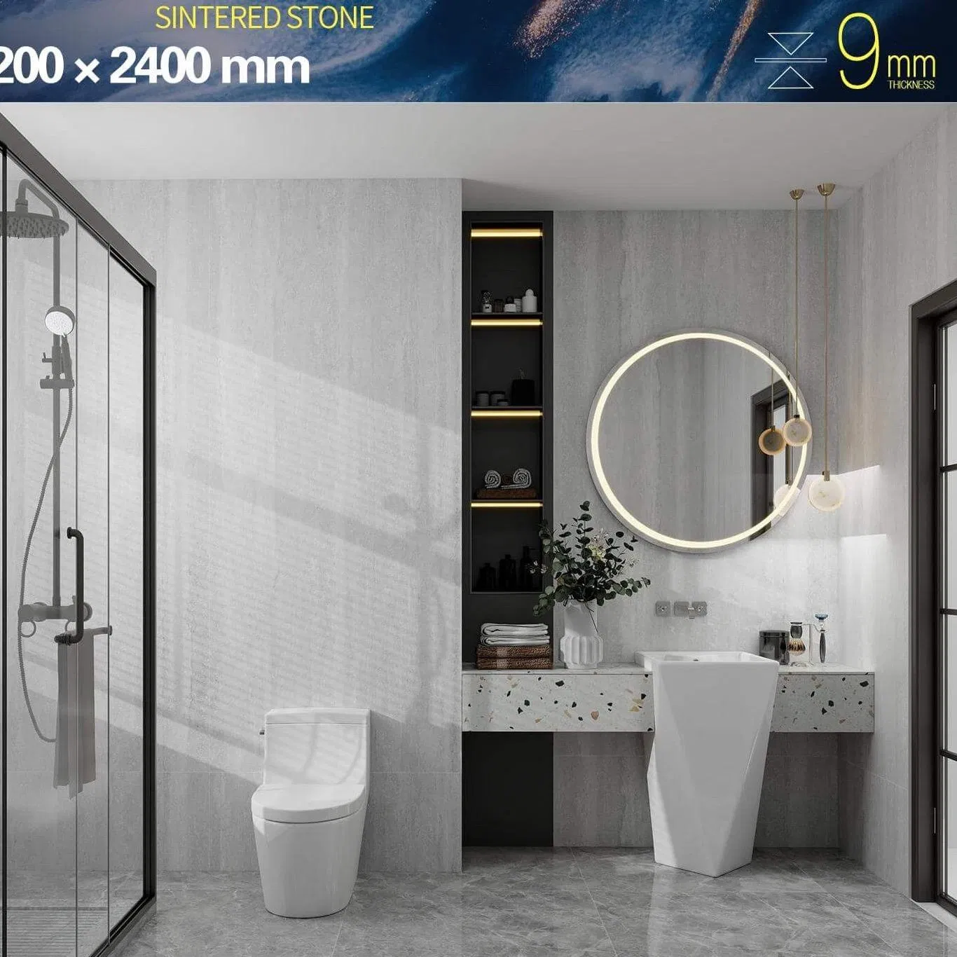 Matt Concrete-Effect Sintered Stone Marble Porcelain Tiles 800*2600mm Flooring Wall Tiles for Industrial-Style Interiors