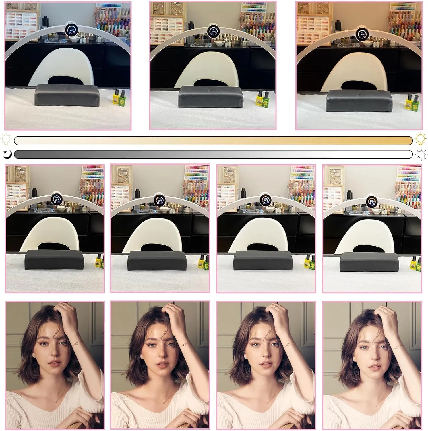 LED Half Moon Nail Desk Lamp for Nail Tech with Countdown Function