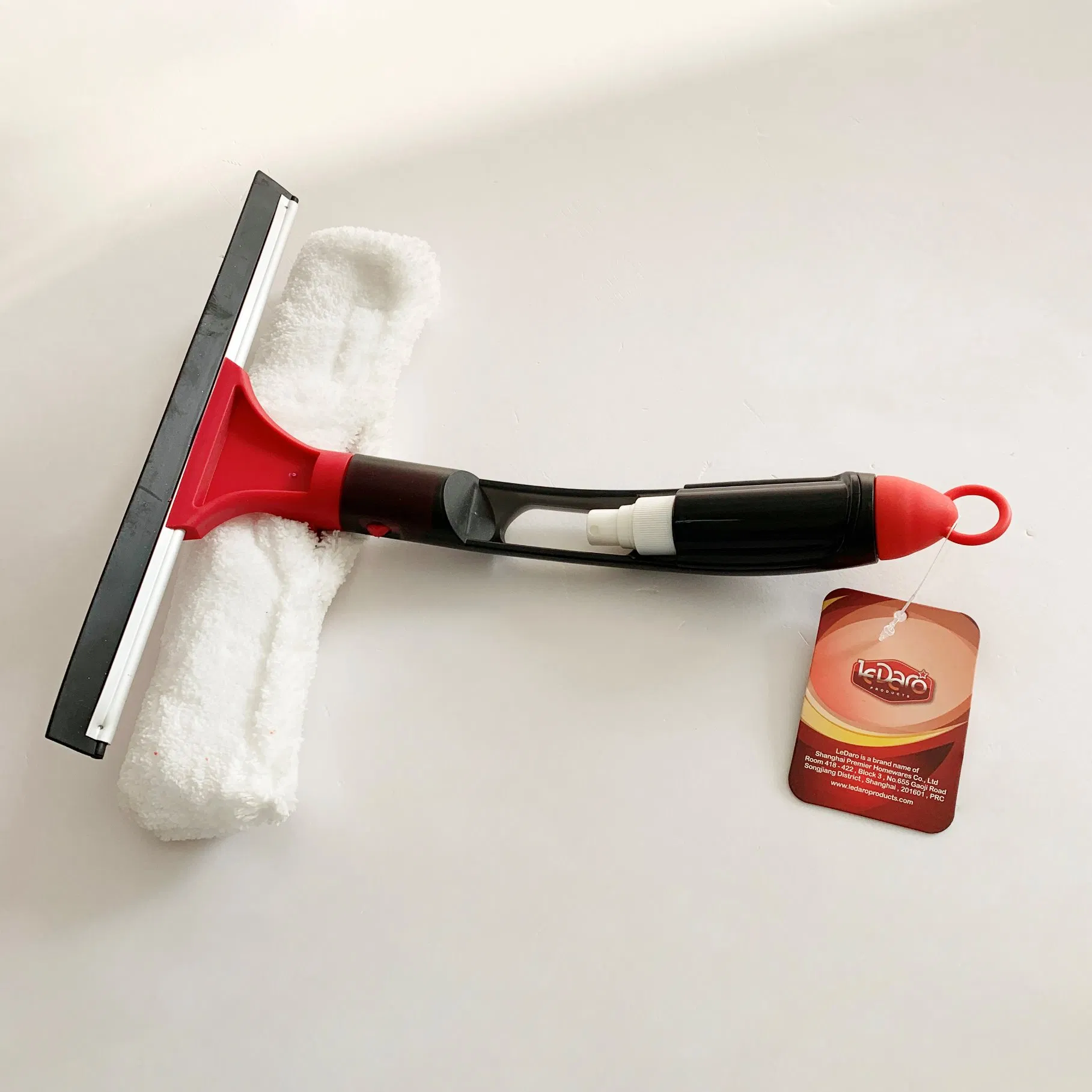 Spray Window Squeegee with ABS Plastic Parts ABS Water Tank and Double Sided Head Aluminium Holder with Rubber and Microfibre Pad for All Glass Cleaning