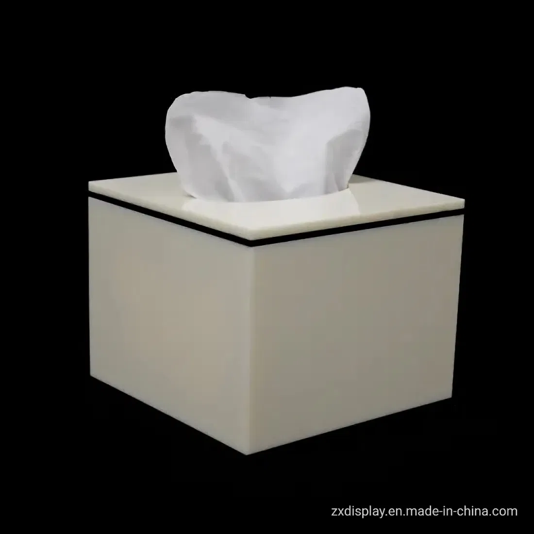 White Luxury Square Acrylic Tissue Box for Paper Rolls and Paper Towels