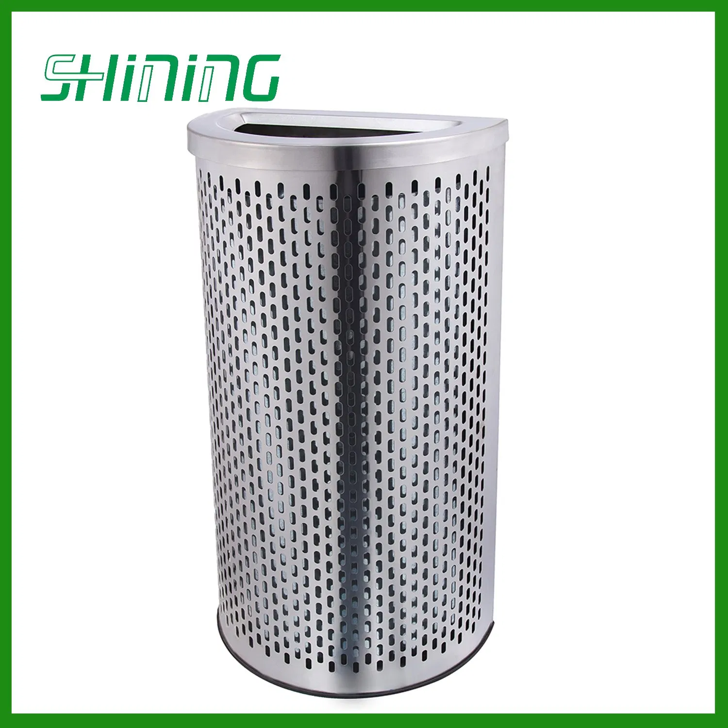 Stainless Steel Half Round Trash Can for Shopping Mall
