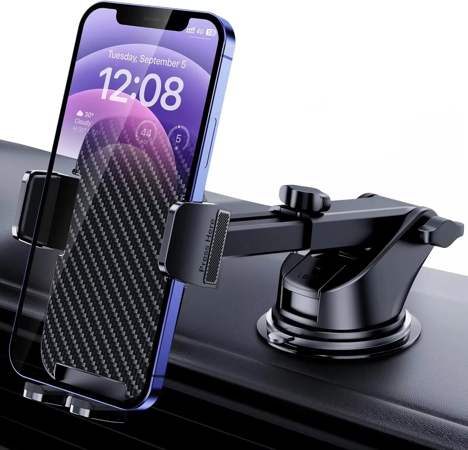 Universally Compatible One-Hand Operation Hands-Free Design Car Phone Holder