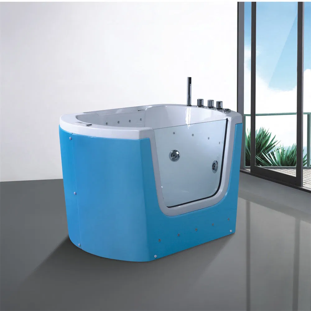 White and Green Colour Freestanding Tub Modern Design Baby Bathtub with Faucets
