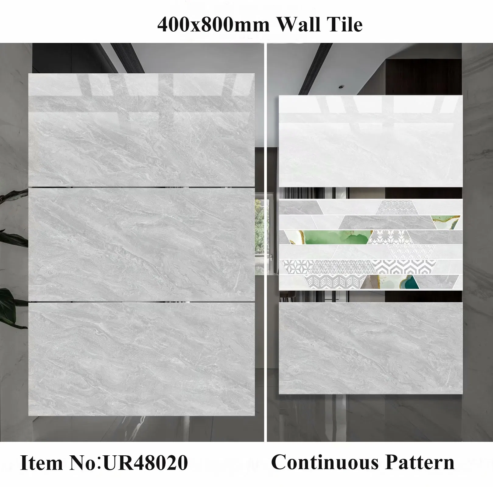 China Foshan New Design Building Material Decoration 400X800mm Glazed Porcelain Ceramic Bathroom Floor Wall Tile