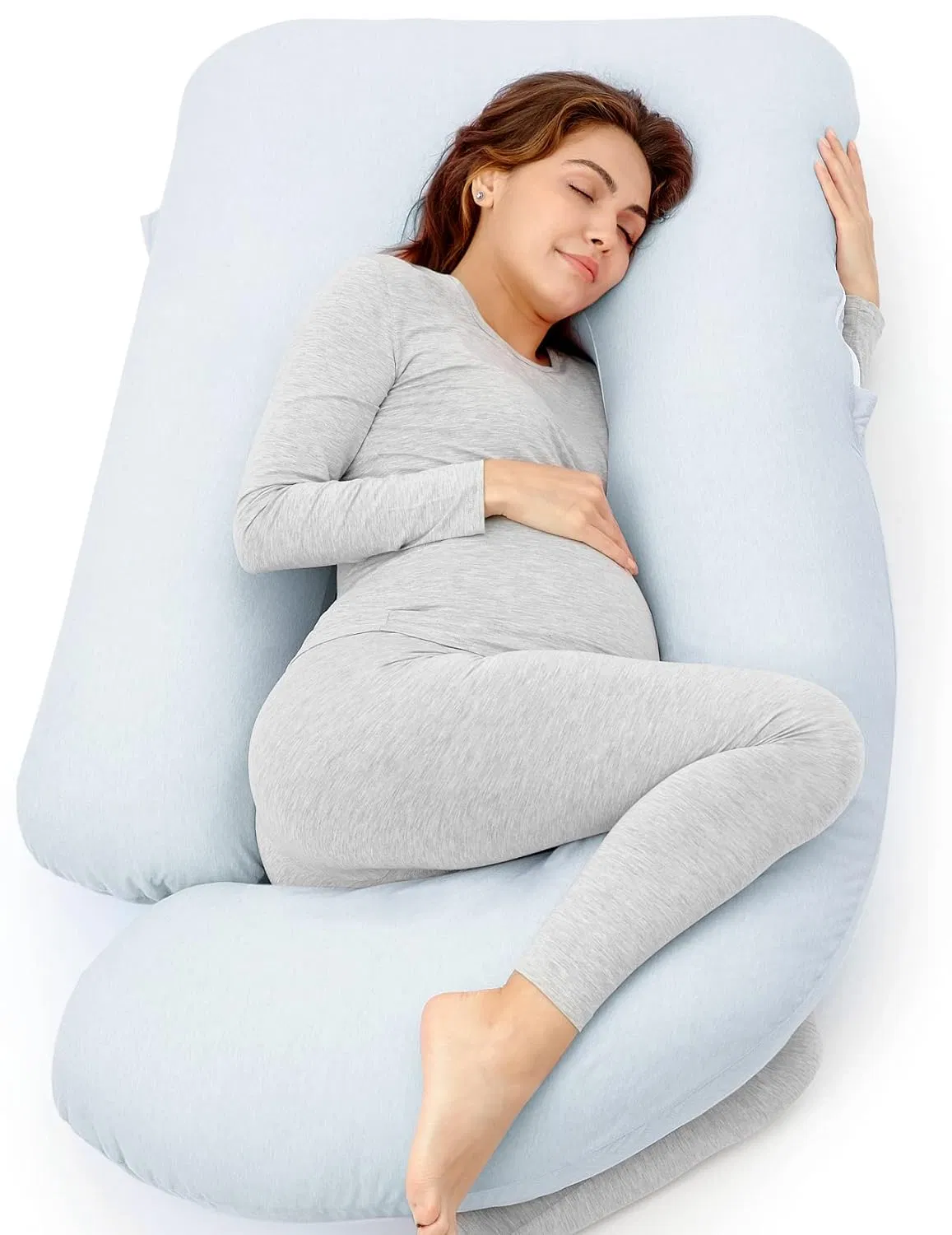 Maternity Pillow for Pregnant Women with Adjustable Wedge, U Shaped Full Body Maternity Pillow with Removable Cover