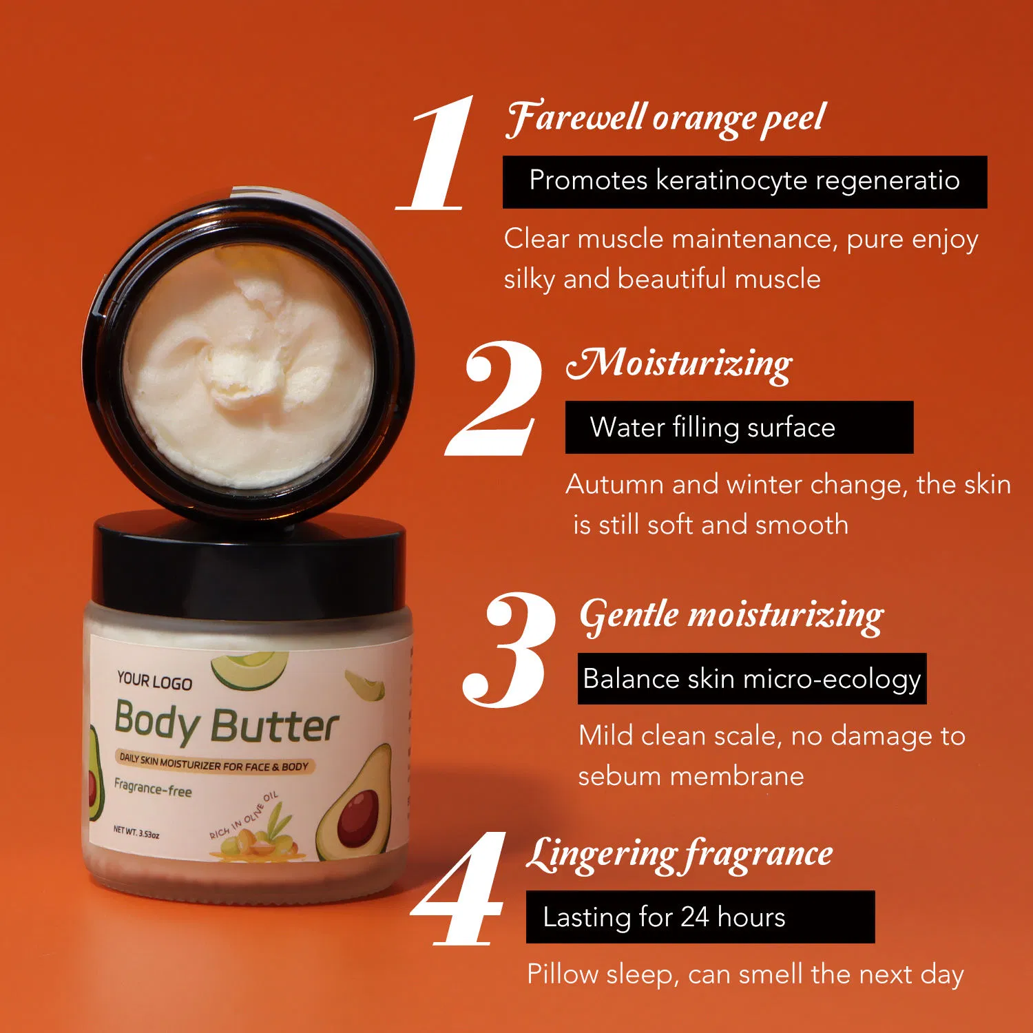Natural Whipped Body Butter Nourishing Face & Body Cream Organic Moisturizing Flavored Whipped Shea Body Butter