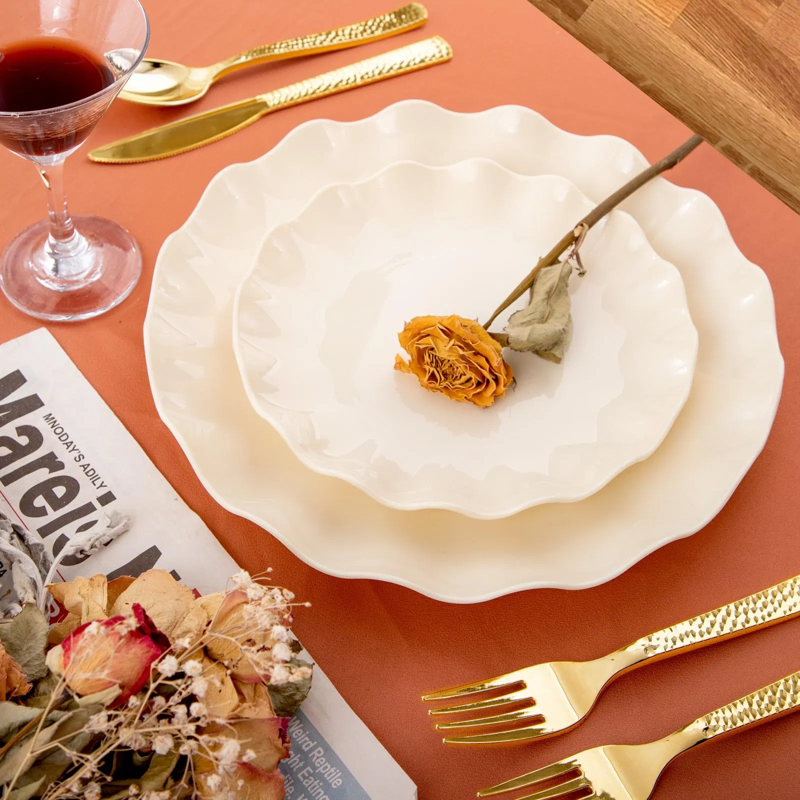 Unbreakable Plastic Reusable Dinnerware Dinner Plates Salad Plates Microwave Plastic