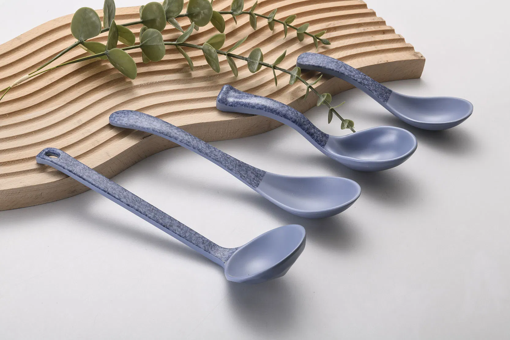 Premium Melamine Blue Long Handle Spoon Korean Style Dinner Spoon for Restaurant Household