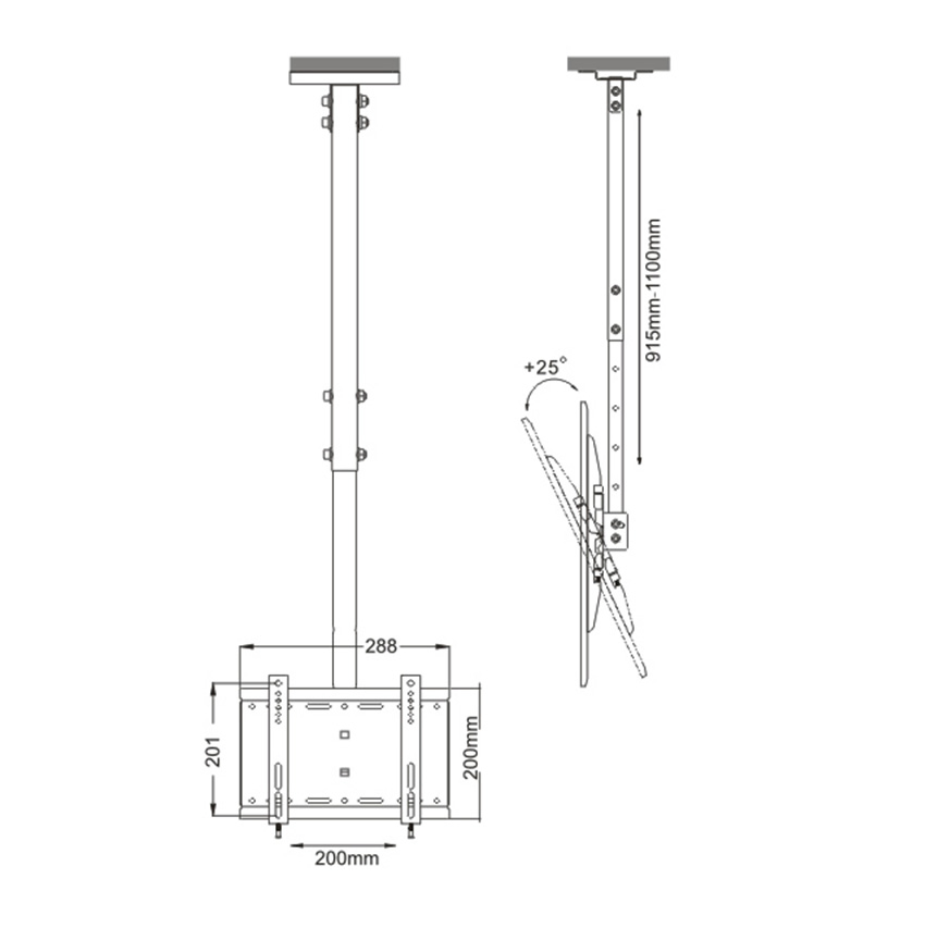 Потолочный кронштейн для ТВ 14-32 дюйма, нагрузка 25 кг