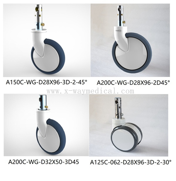 Medical Hospital Bed Swivel Caster with Low Noise and High Bear Capacity, TPU Large Wheels for Medical Facilities and Instruments with Low Attrition and Noise