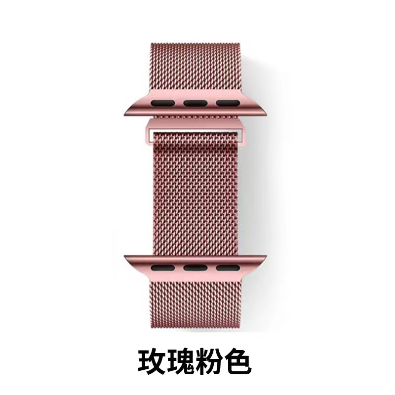 Customized Waterproof Lightweight Milanese Metal Stainless Watch Strap for Apple Watch Band 38-49mm Magnetic Short Side Wrist Strap Bracele