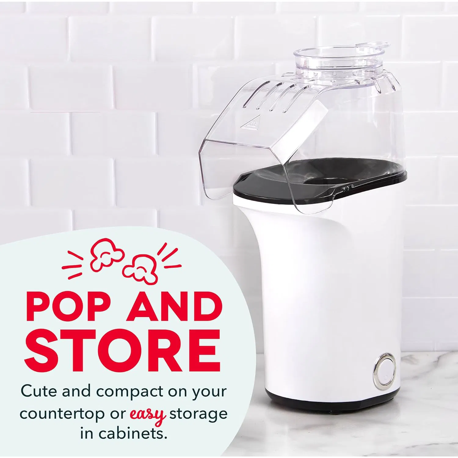 Oil-Free Air Popcorn Maker with Measuring Cup & Recipe Guide