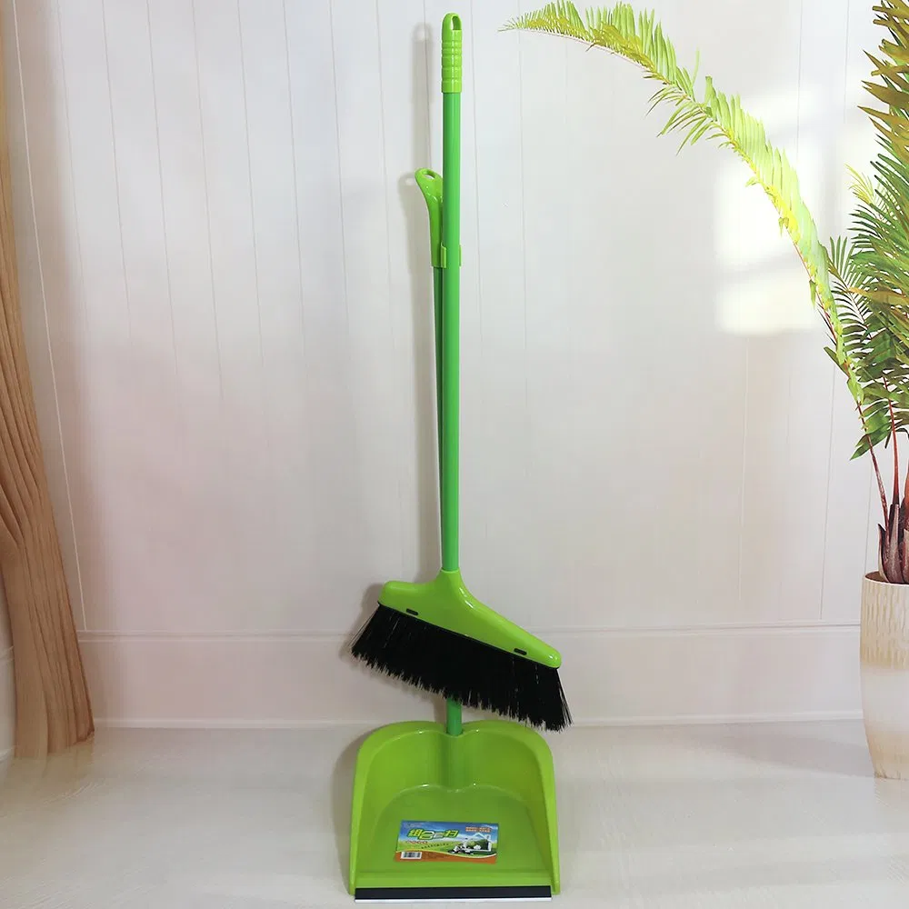 Jy1375 Ergonomic Soft Bristle Broom Set with Space Saving Round Hole Hanger