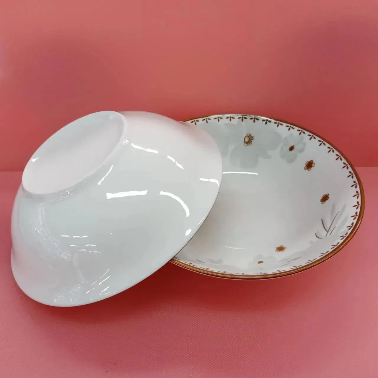 Hot Selling 7"Food Bowl with Hands Glass Pad Printing Stoneware Porcelainware Tableware