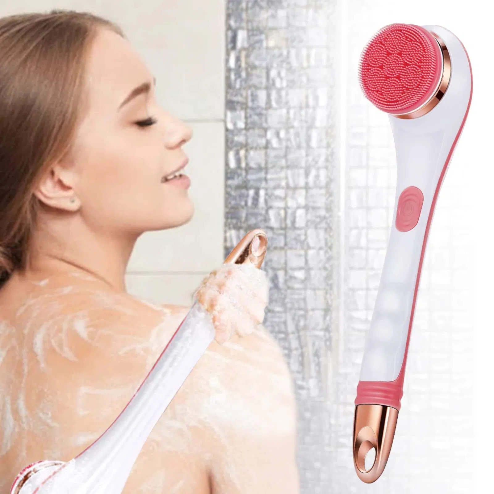 USB Rechargeable Waterproof Back Shower Silicone Dry Scrubber Set Exfoliating Skin Care Electric Body Bath Brush
