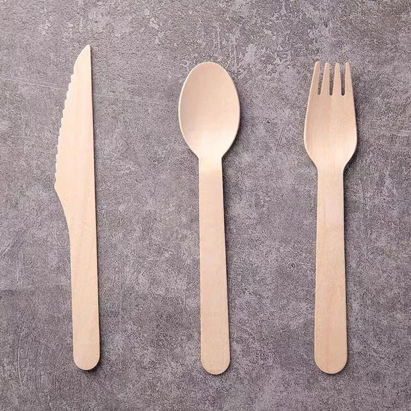 Eco Friendly Biodegradable Disposable Wooden Cutlery, Spoon, Knife and Spoon
