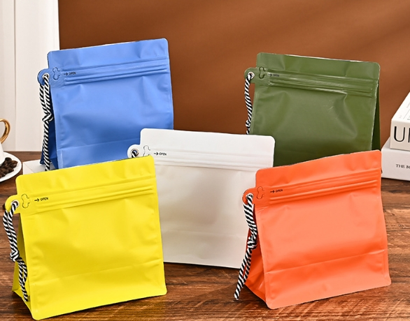 Lanyard Coffee Bag Easy-Tear Zipper Coffee Packaging Bag Thickened Matte Bag