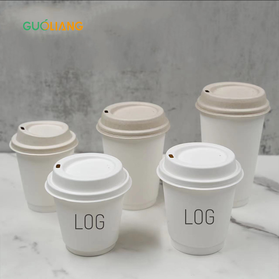 Бумажный стакан для кофе из сахарного тростника с крышкой