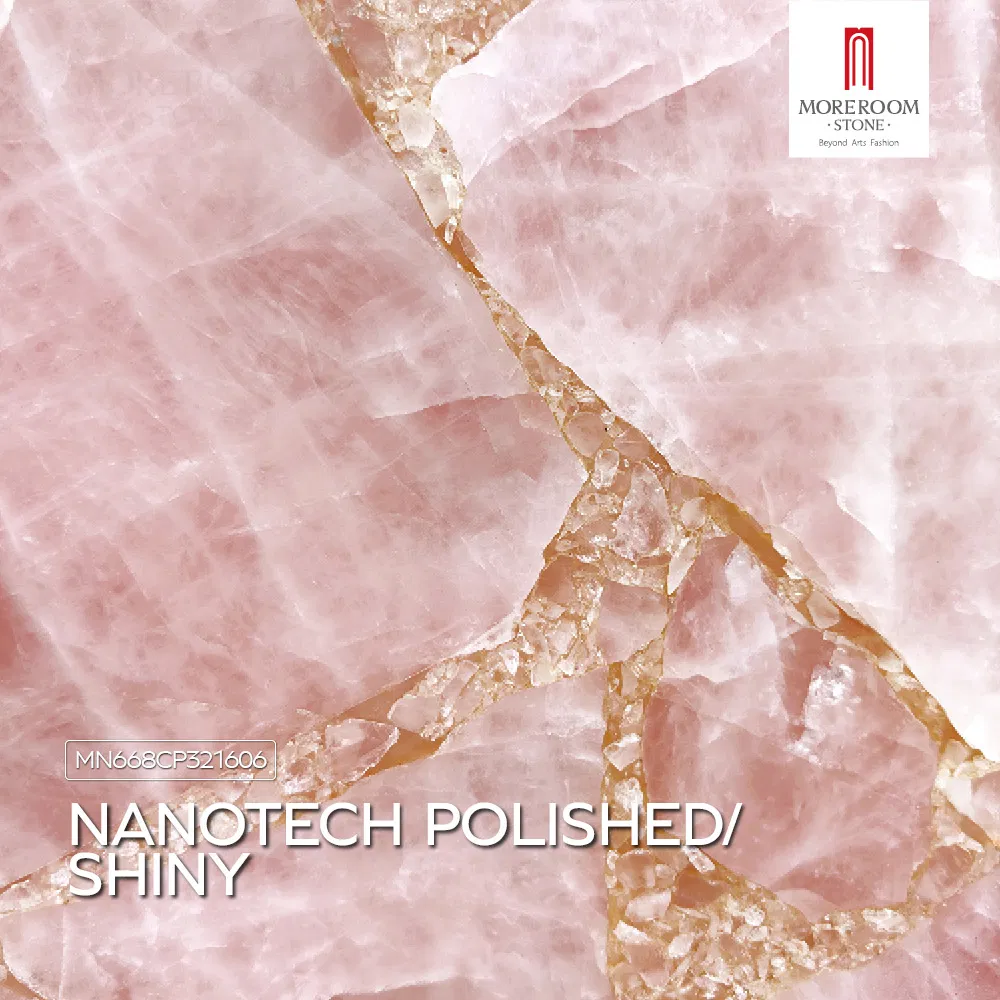 Laminated Porcelain Stoneware Crystal Pink Marble Effect for Bright Designs