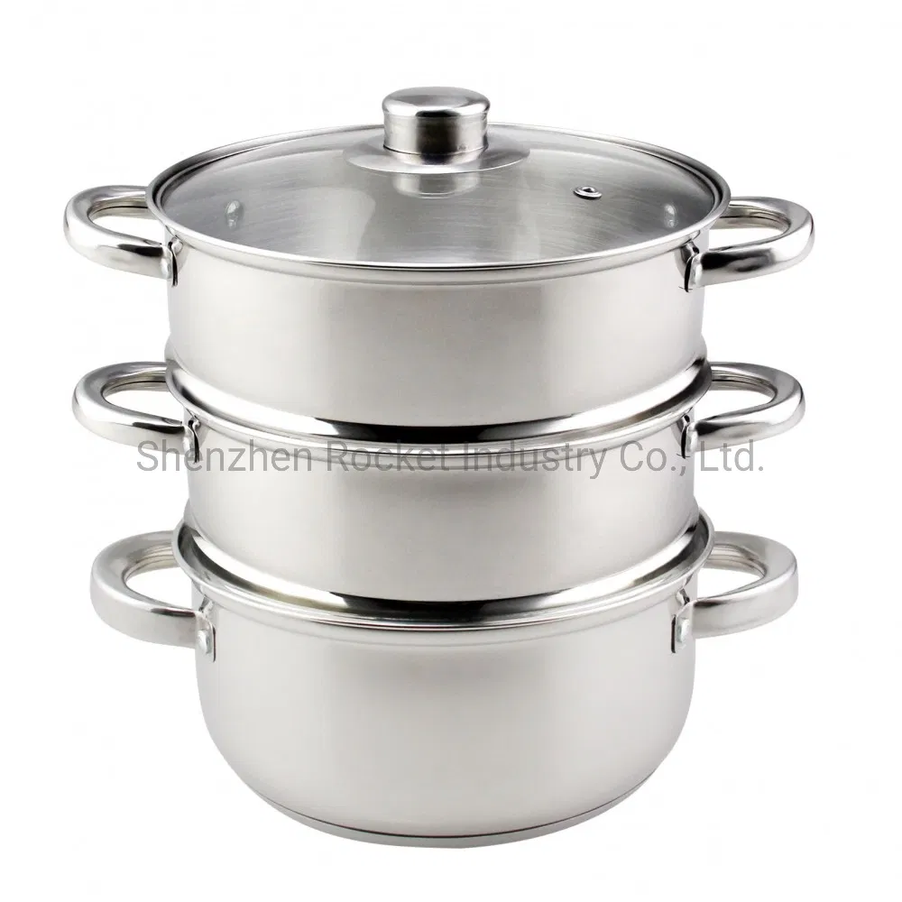 Трехуровневая пароварка из нержавеющей стали