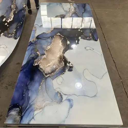 High Glossy 1220X2440mm 3mm PVC Wall Panel Marble Alternative PVC Sheet