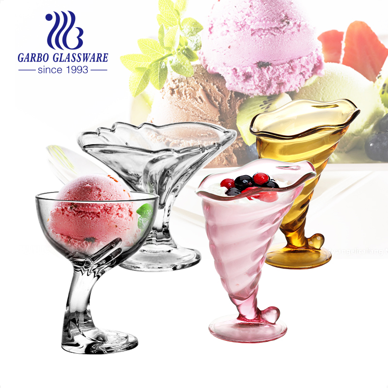 Transparent High Quality Popular Design Glass Ice Cream Cup for Wholesale