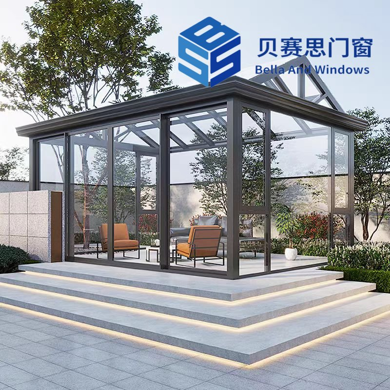 20+ Years Chinese Manufacturer High Quality Prefabricated Aluminum Alloy Greenhouse Beautiful Garden Sunroom with Large Panel Glass
