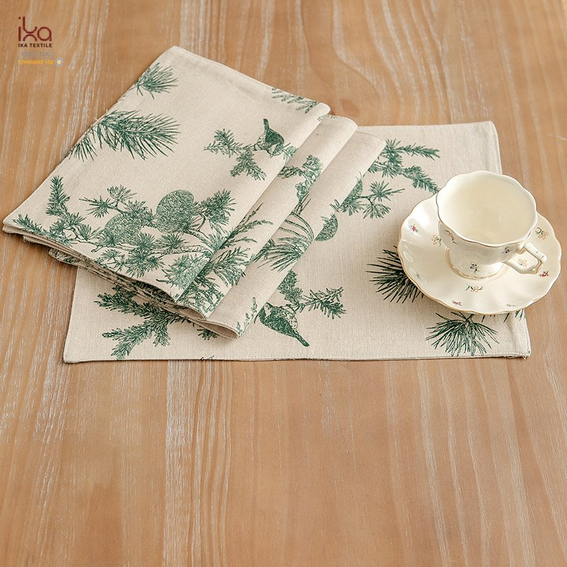Cute 32X45 Good Floral Cotton Placemats Wholesale Kid Activity Custom Printed Rectangle Cup Bowl Double Sided Table Mat