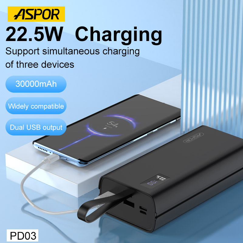 Wholesale Price 30000mAh Power Bank 22.5W Fast Charging Powerbank OEM Pd03