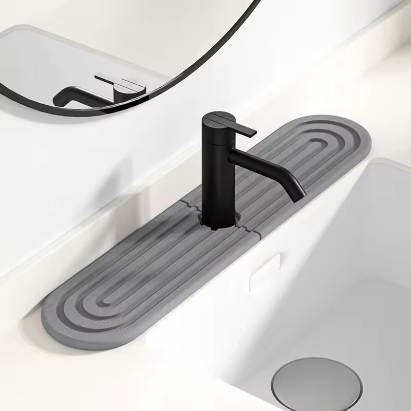 Kitchen & Bathroom Faucet Mat Diatomaceous Earth Water Absorbing Stone Tray Sink Splash Guard for Countertops Home Use