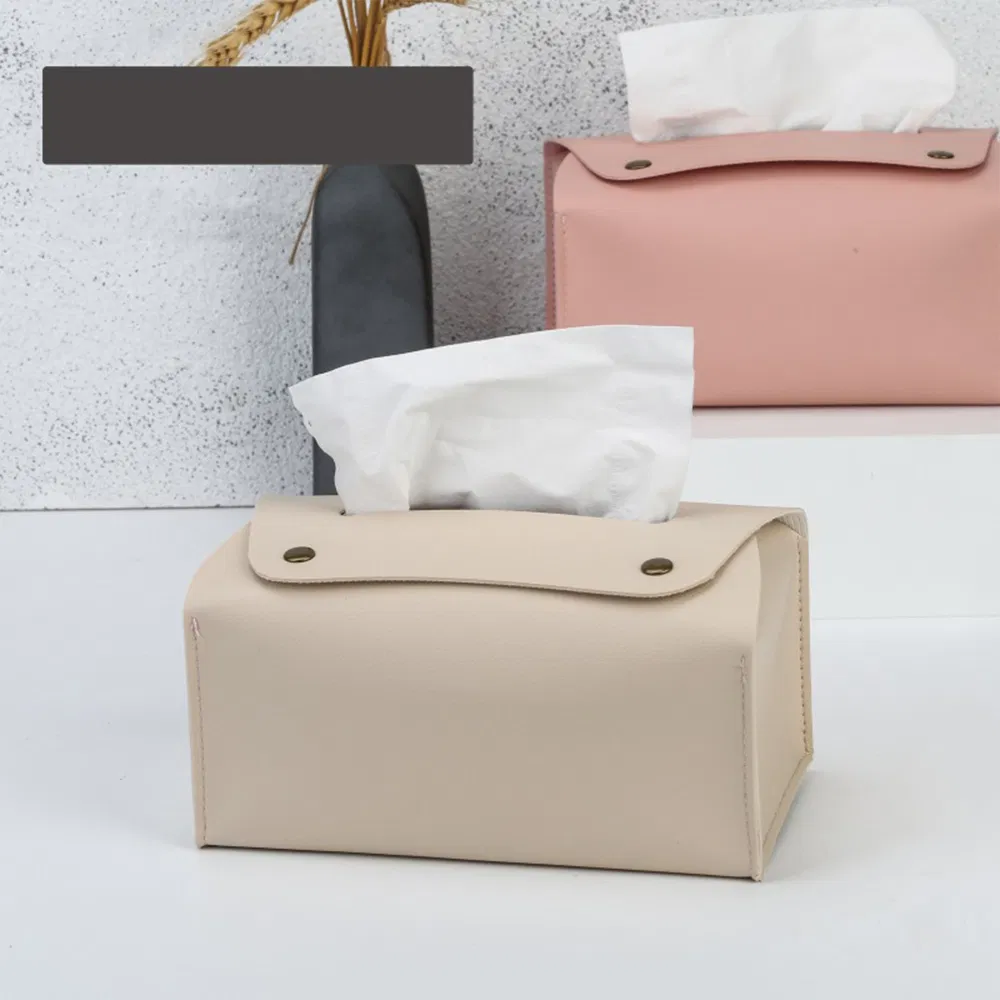 Custom Leather Tissue Holder Wet Facial Paper Leather Boxes Luxury Decoration Square Car Tissue Box