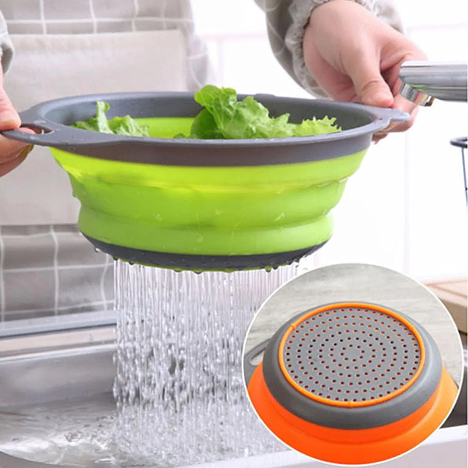 Collapsible Silicone Colander for Kitchen and Travel Use