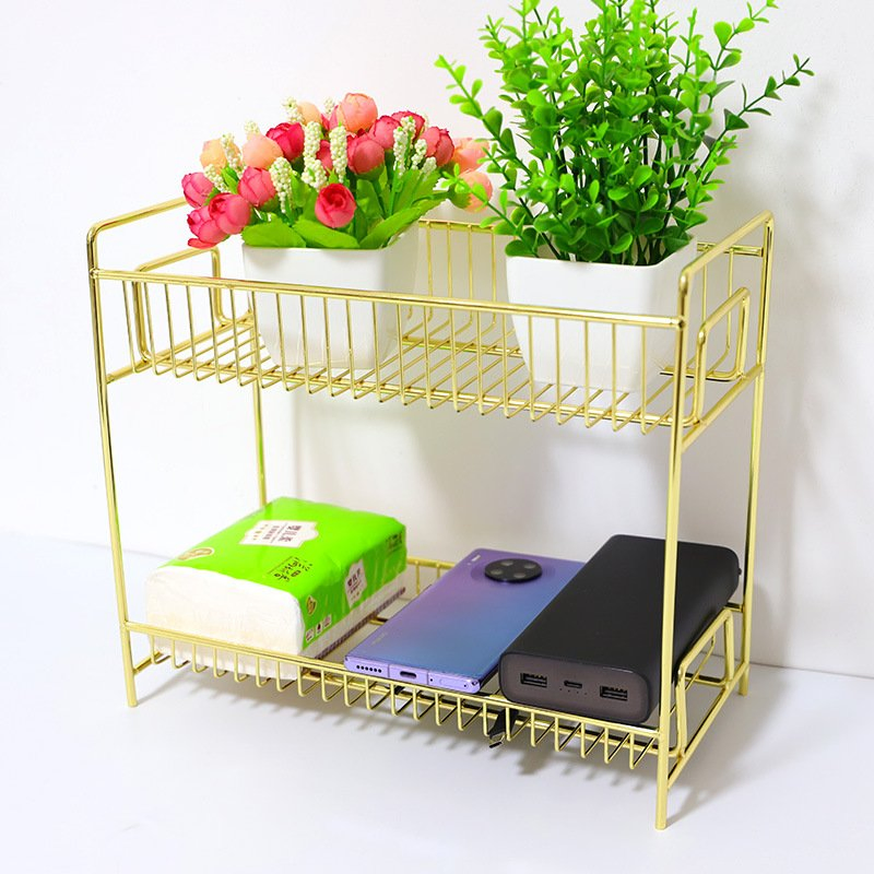 Hot Selling Metal Storage Rack Glod Metal Shelf Bathroom Rack