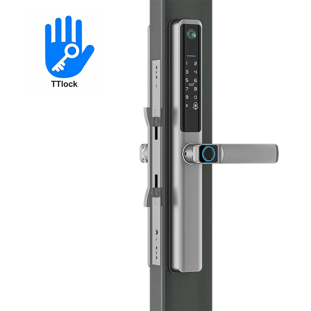 European 85 Mortise Digital Electronic Ttlock APP Fingerprint Smart Aluminum Door Lock for Sliding Door