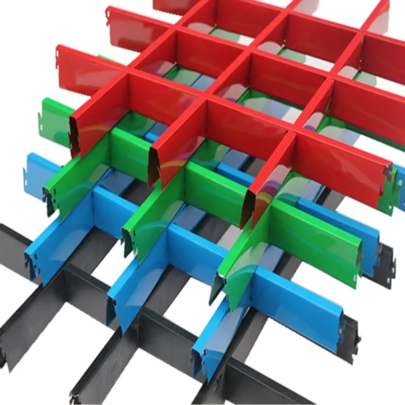 Competitive Price Aluminum Baffle Finish System Metal Decorative Suspended Wooden Grain Grid Ceiling