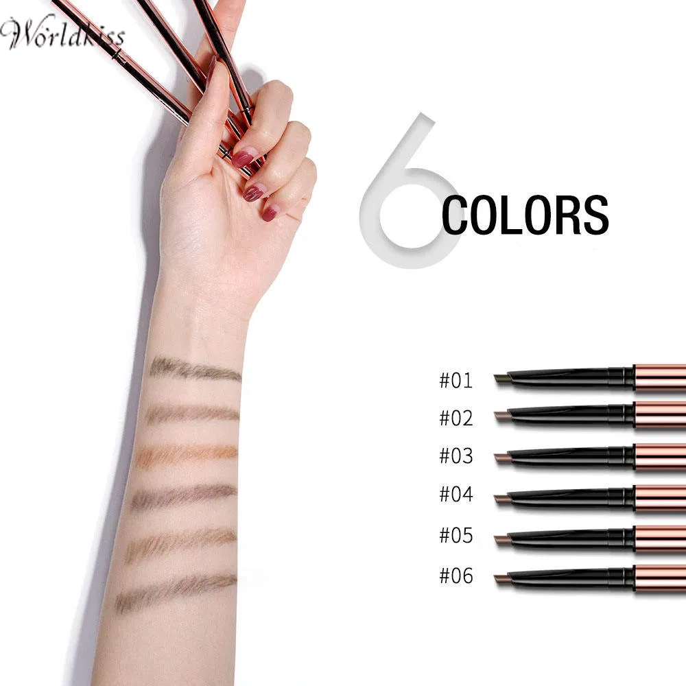 Waterproof Slim Automatic Makeup Brow Pencil Brush Rose Gold Eyebrow Pencil