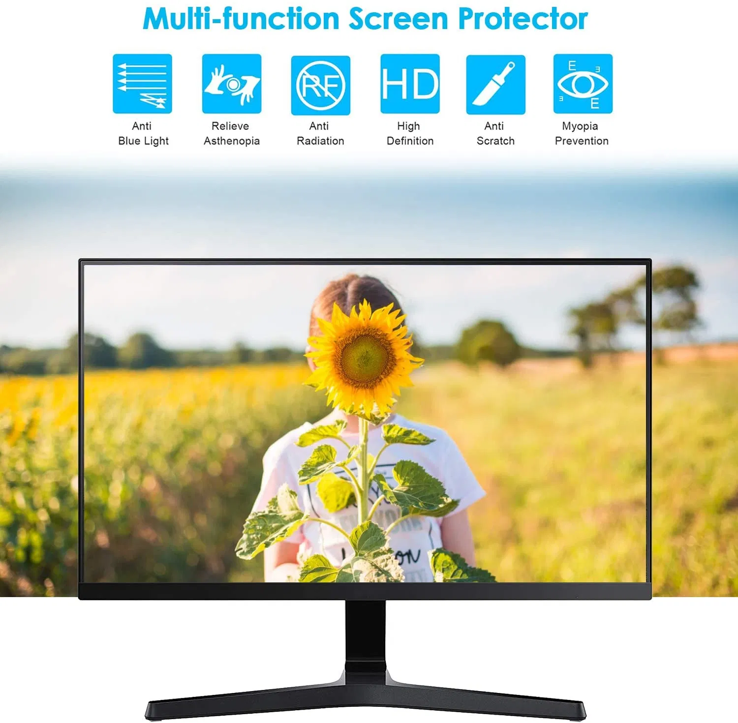 32"- 75" TV Hanging on Acrylic Anti Blue Light Filter Anti Glare Eye Protection Film Removable TV Screen Protector