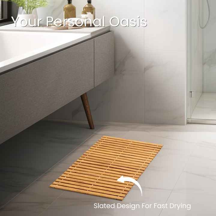 Bamboo Made Household Bathroom, Toilet, Sauna Room Floor Mat, Anti Slip Mat