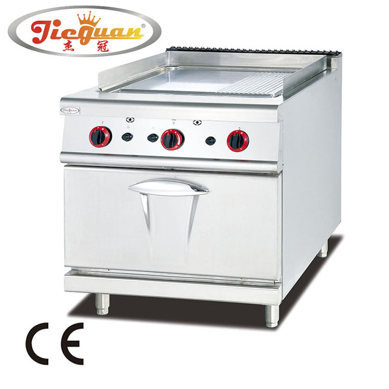 Gh-986 Stainless Steel Gas Griddle with Cabinet (1/3 Grooved) (CE certificate) Cooking Size: 700*580mm. Cooking Grill Plate Thickness: 16mm