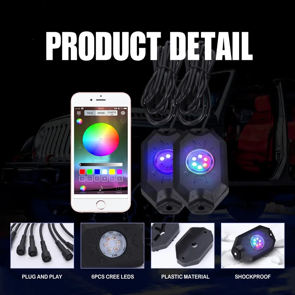 Мини RGB светодиодные фонари для авто, внедорожников