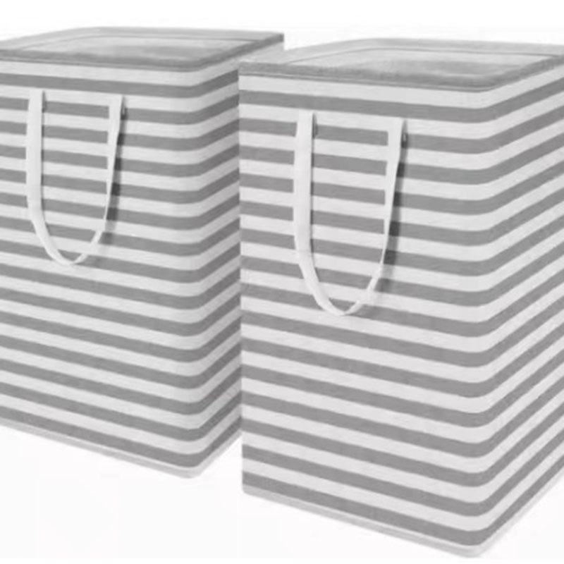 Factory Price Fabric Folding Striped Laundry Basket