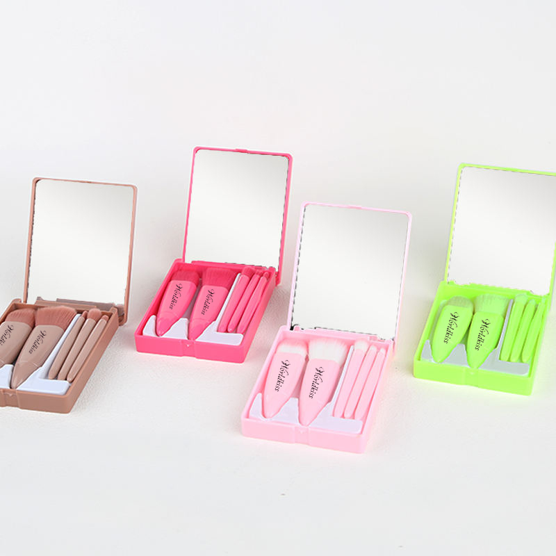 5PCS Custom Pink Mini Travel Beauty Brush Set Portable Makeup Brushes