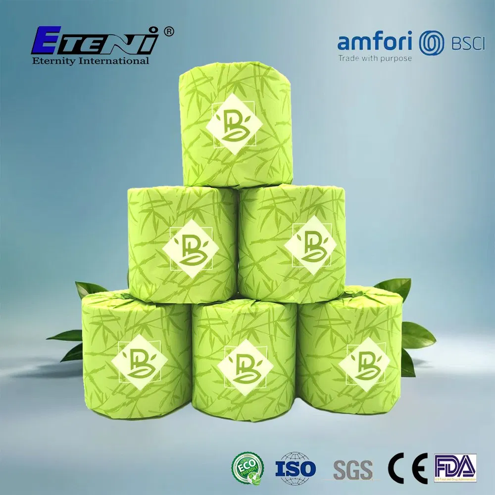 Bamboo Pulp White/Unbleached Customized Ecf Bleached Bamboo Toilet Paper Roll