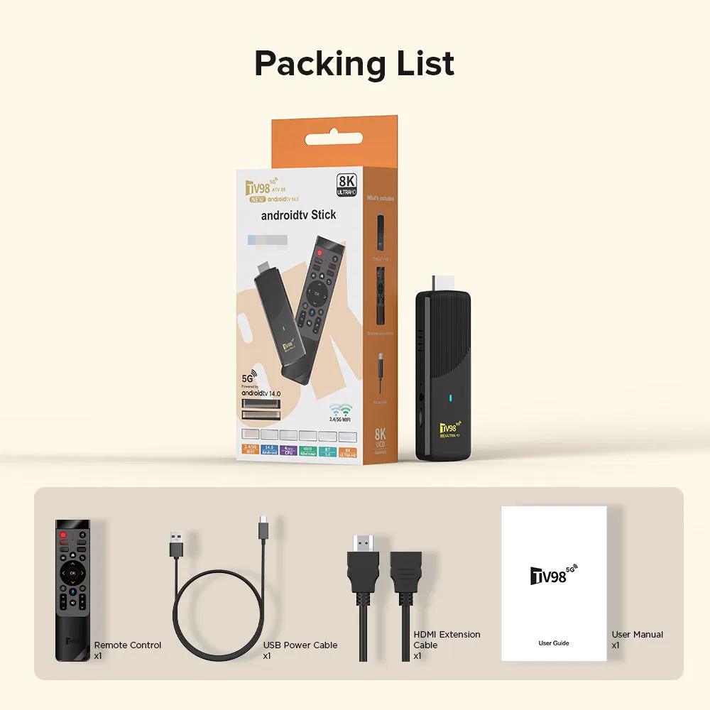 TV Stick TV98 ATV X9 Allwinner H313 Media Player Smart TV Box