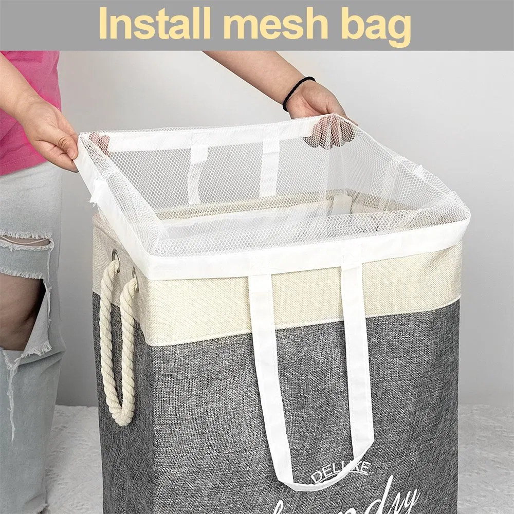 Custom Oxford Fabric Removable Bag Laundry Basket for Clothes with Handles