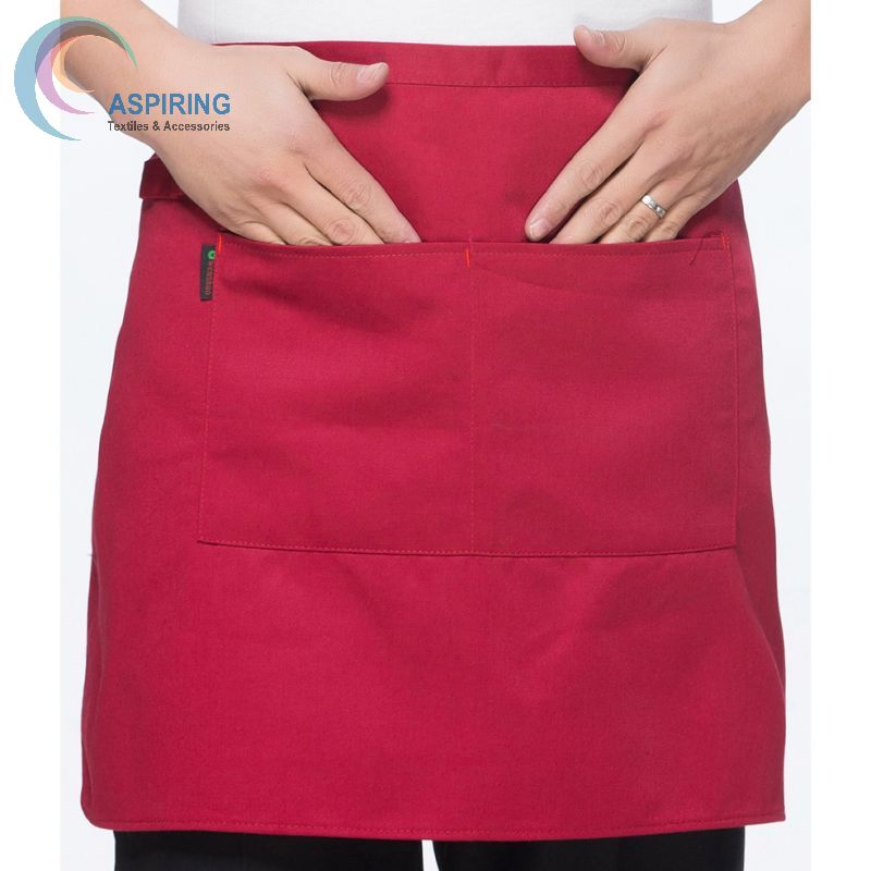 100% Cotton Bust Bar Waiter Apron 2 Pocket Waist Apron
