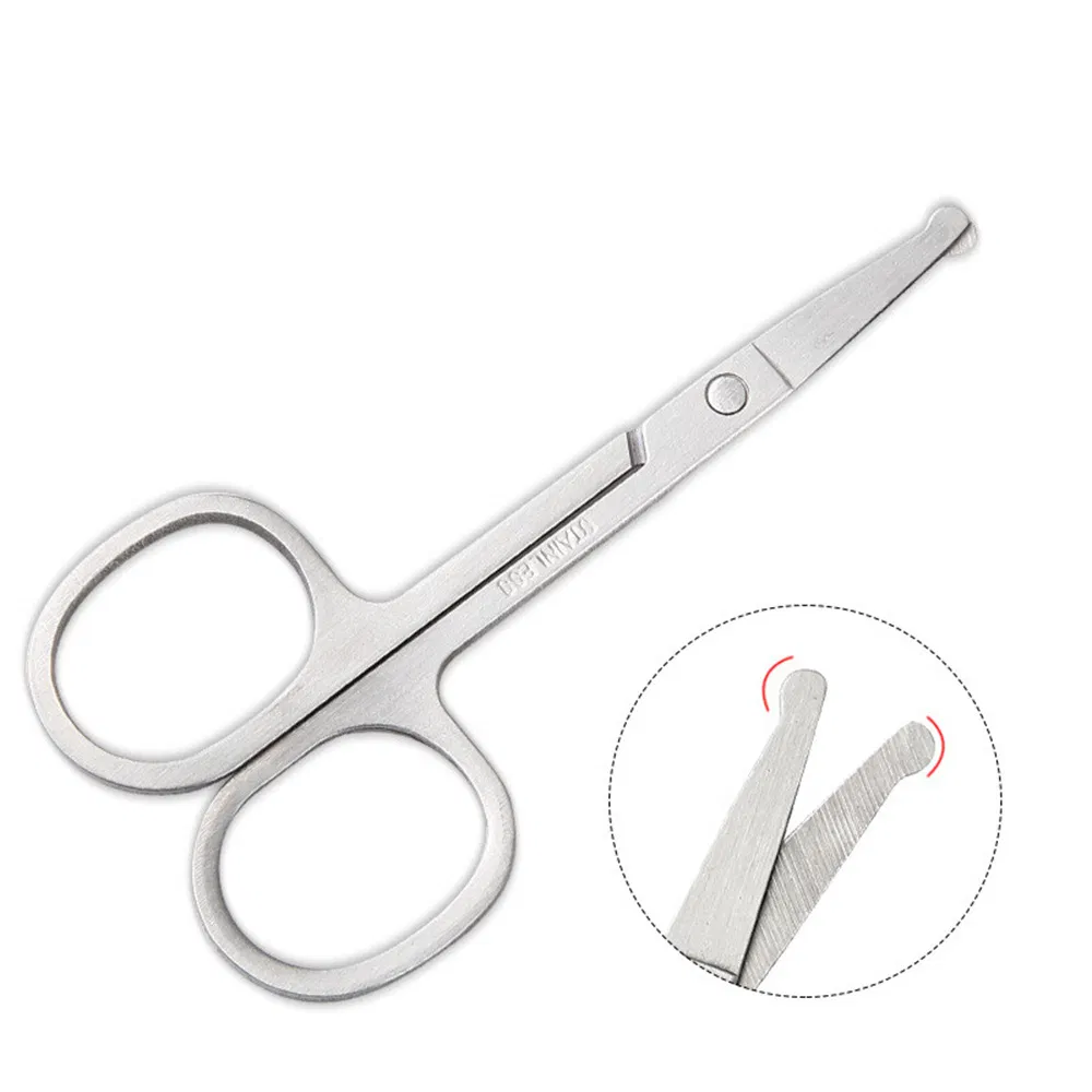 3 Shape Tip Stainless Steel Nose Hair & Beard Trimming Scissors Eyebrow &Eyelash Scissor