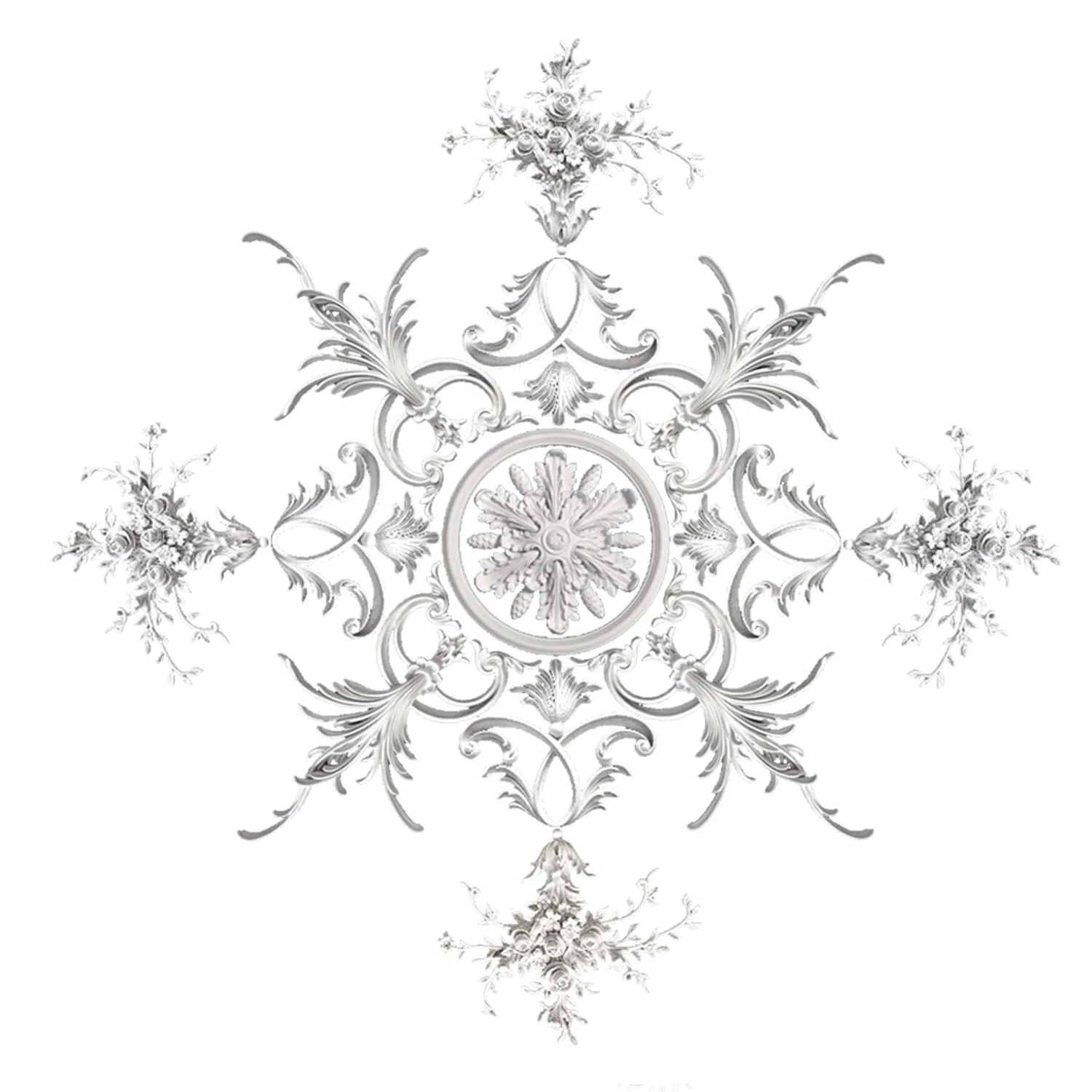 Auuan Decorative Factory Waterproof Plaster PU Ceiling Rose Tiles