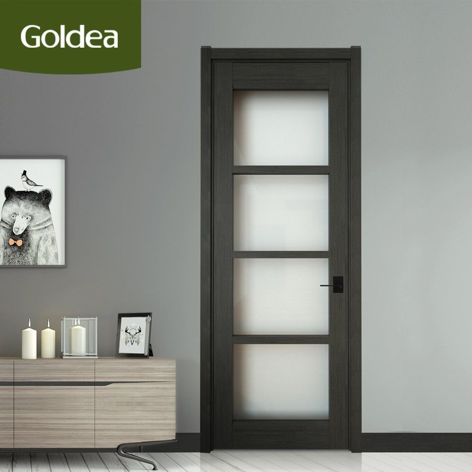 Goldea 39 Years Factory Wholesale Price Modern Design Customized Interior Wooden MDF PVC Finished Door for Project House Villa Apartment Residential Office